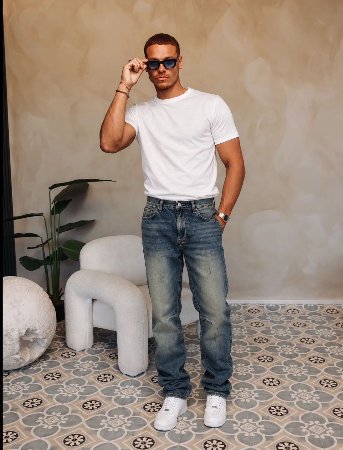 Bullet Washed Blue Baggy Jeans