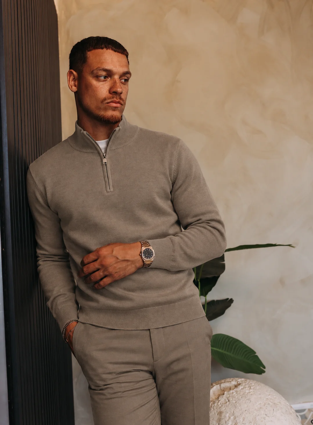 Half Zip Knit Taupe