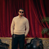 Knitted Long Sleeve Polo Shirt Beige