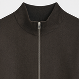 KNIT ZIP CARDIGAN | DARK BROWN