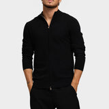 KNITTED ZIPPER VEST BLACK