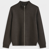 KNIT ZIP CARDIGAN | DARK BROWN
