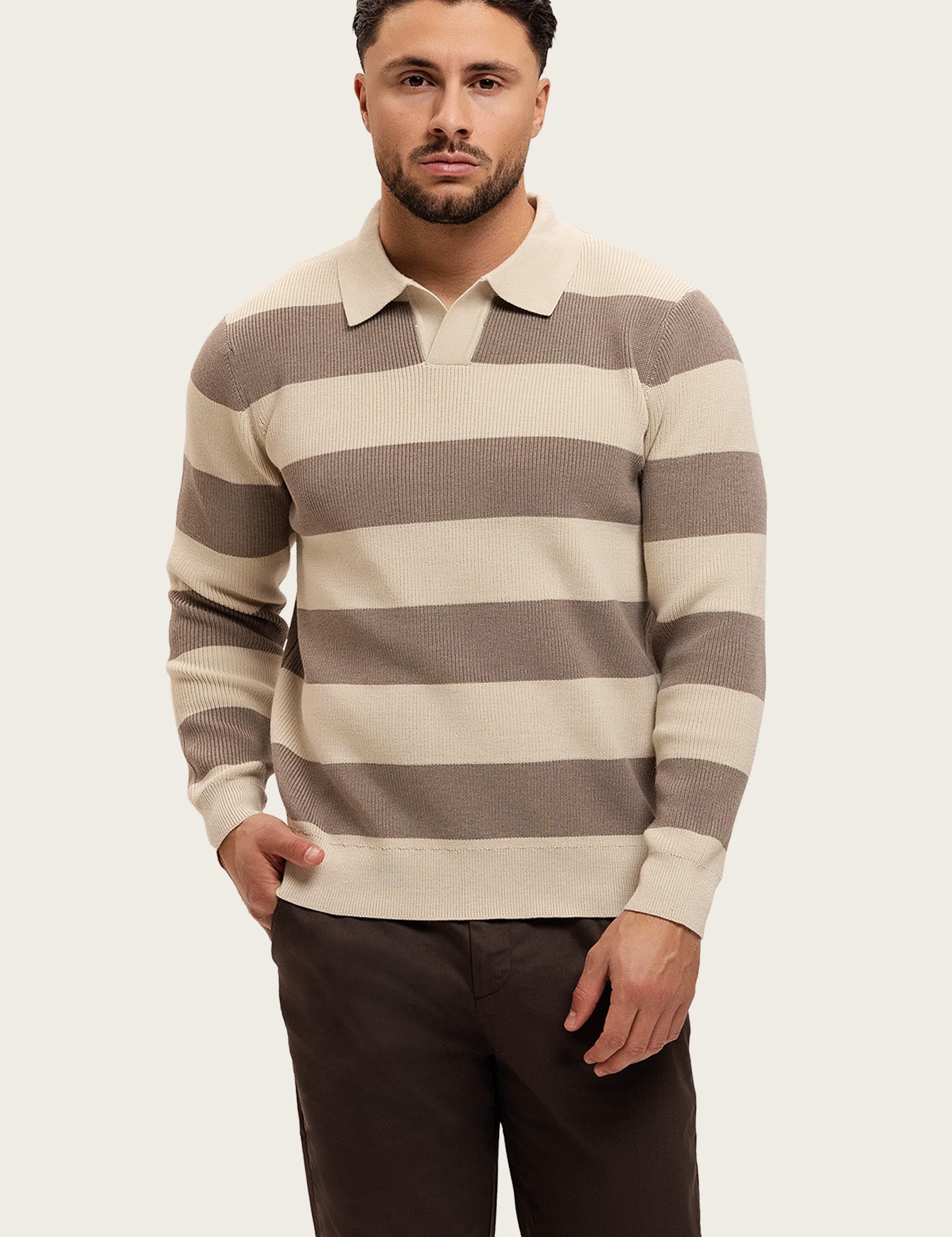 CORTEZ KNITTED POLO | BROWN CREME