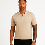 ESSENTIAL KNIT ZIP TEE TAUPE
