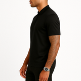 ESSENTIAL KNIT ZIP TEE BLACK
