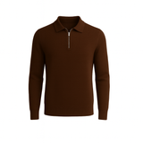 Knitted Long Sleeve Polo Brown