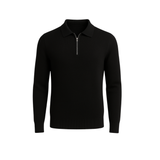 KNITTED LONGSLEEVE POLO BLACK