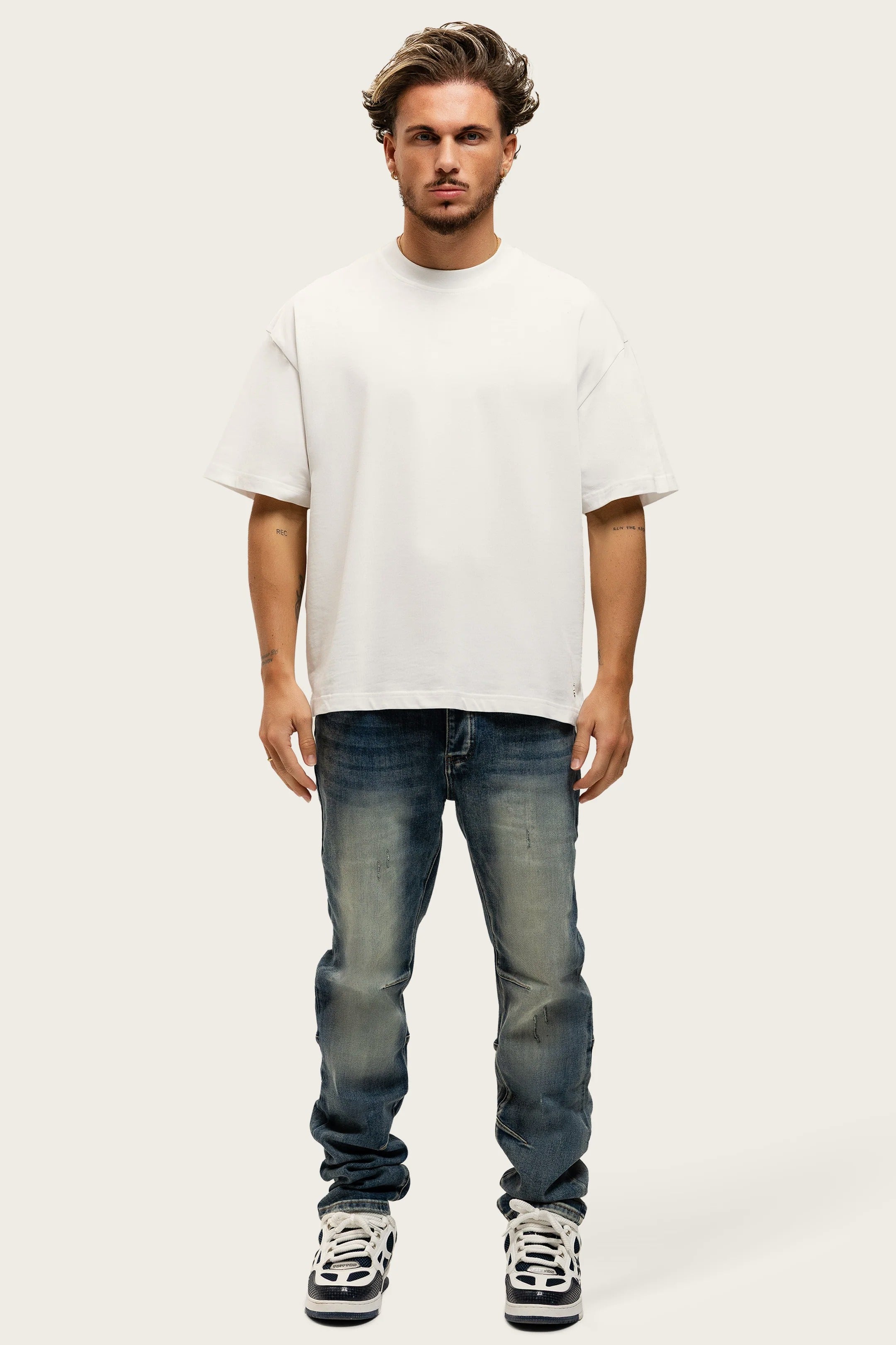 BULLET WASHED BLUE BAGGY JEANS
