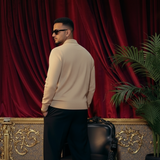 Knitted Long Sleeve Polo Shirt Beige