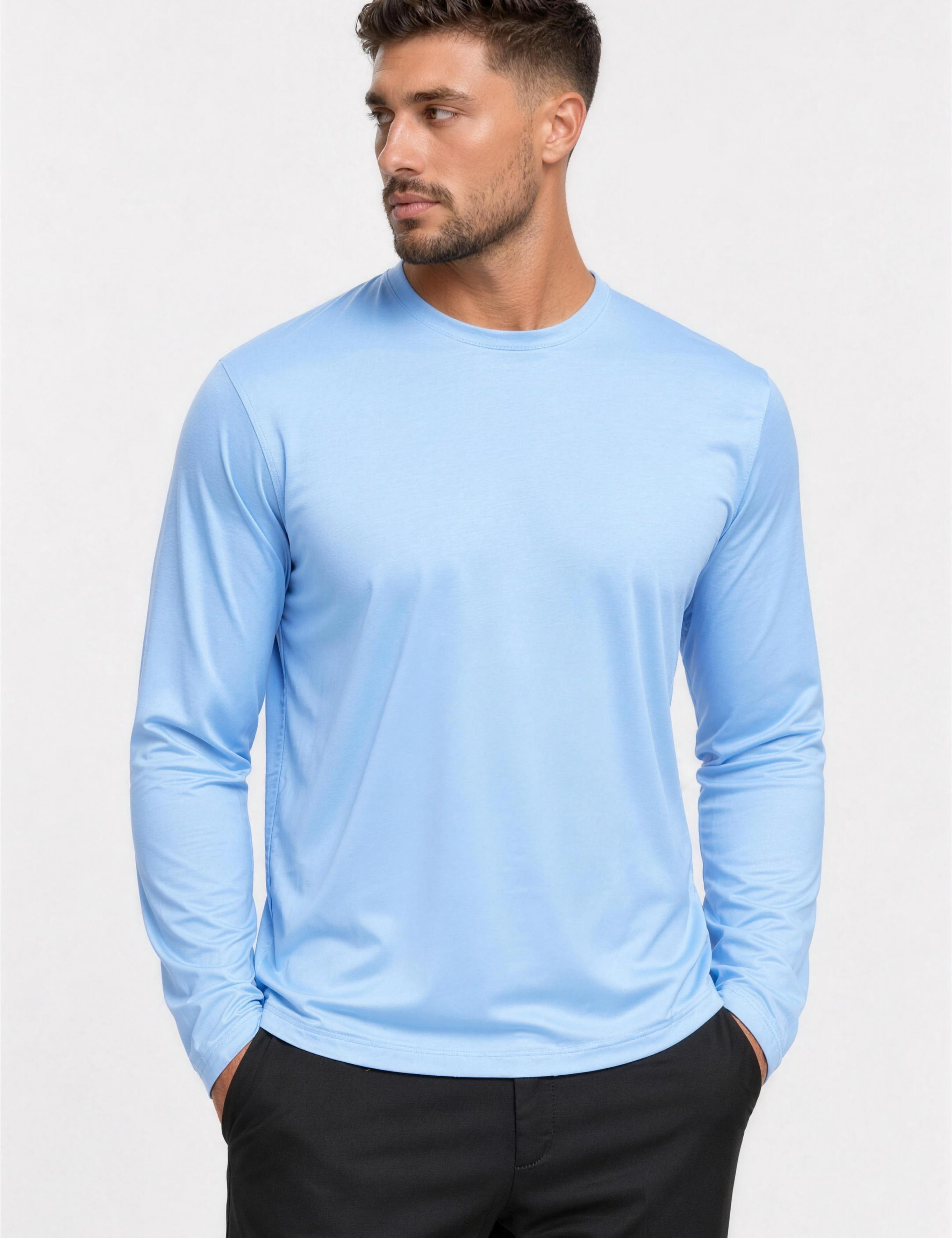 SHINY ESSENTIAL LONGSLEEVE SKY BLUE - half body