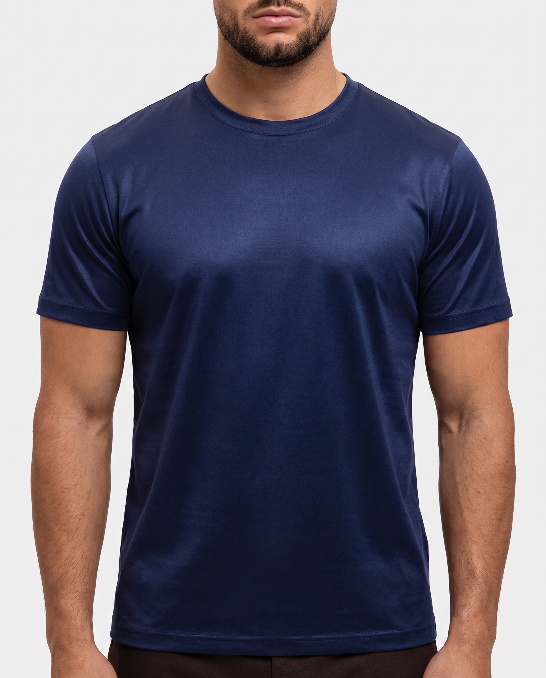 Shiny Essential Shirt Navy - front detail