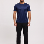 Shiny Essential Shirt Navy - model