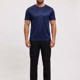 Shiny Essential Shirt Navy - model