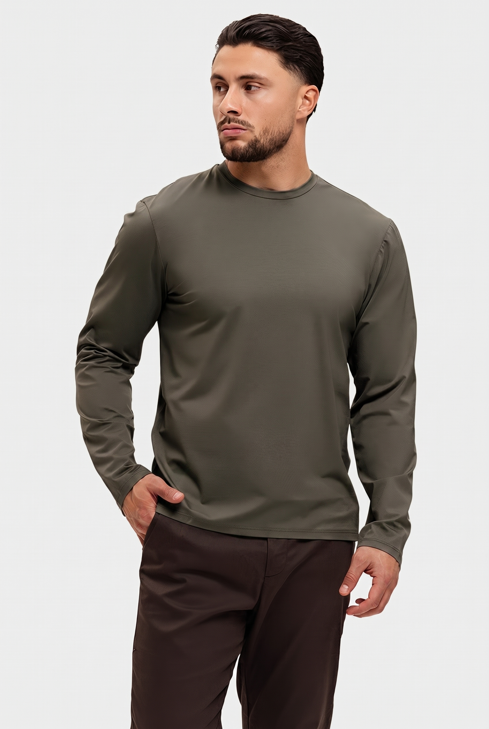SHINY ESSENTIAL LONGSLEEVE MIDNIGHT OLIVE