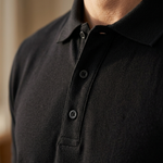 Pique Core Polo Black - close-up pique stof detail