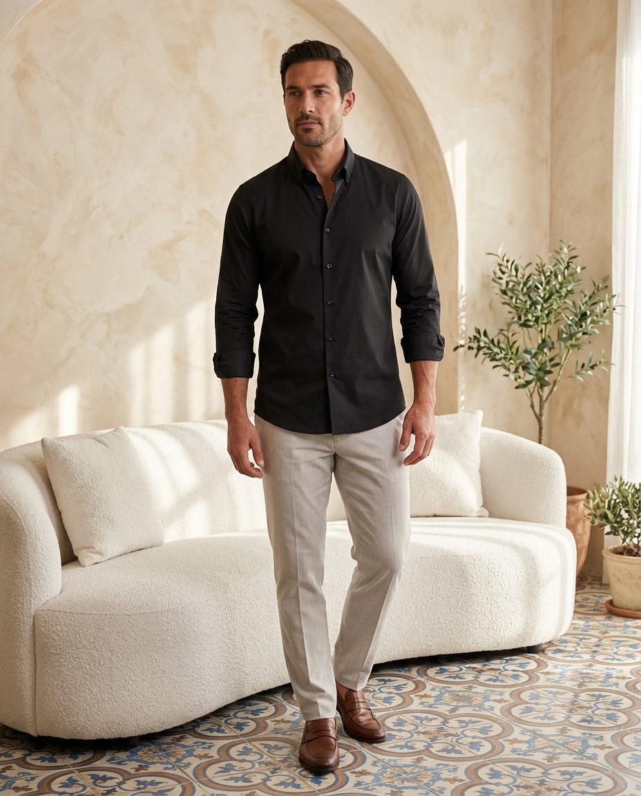 Classic Black Shirt - editorial model