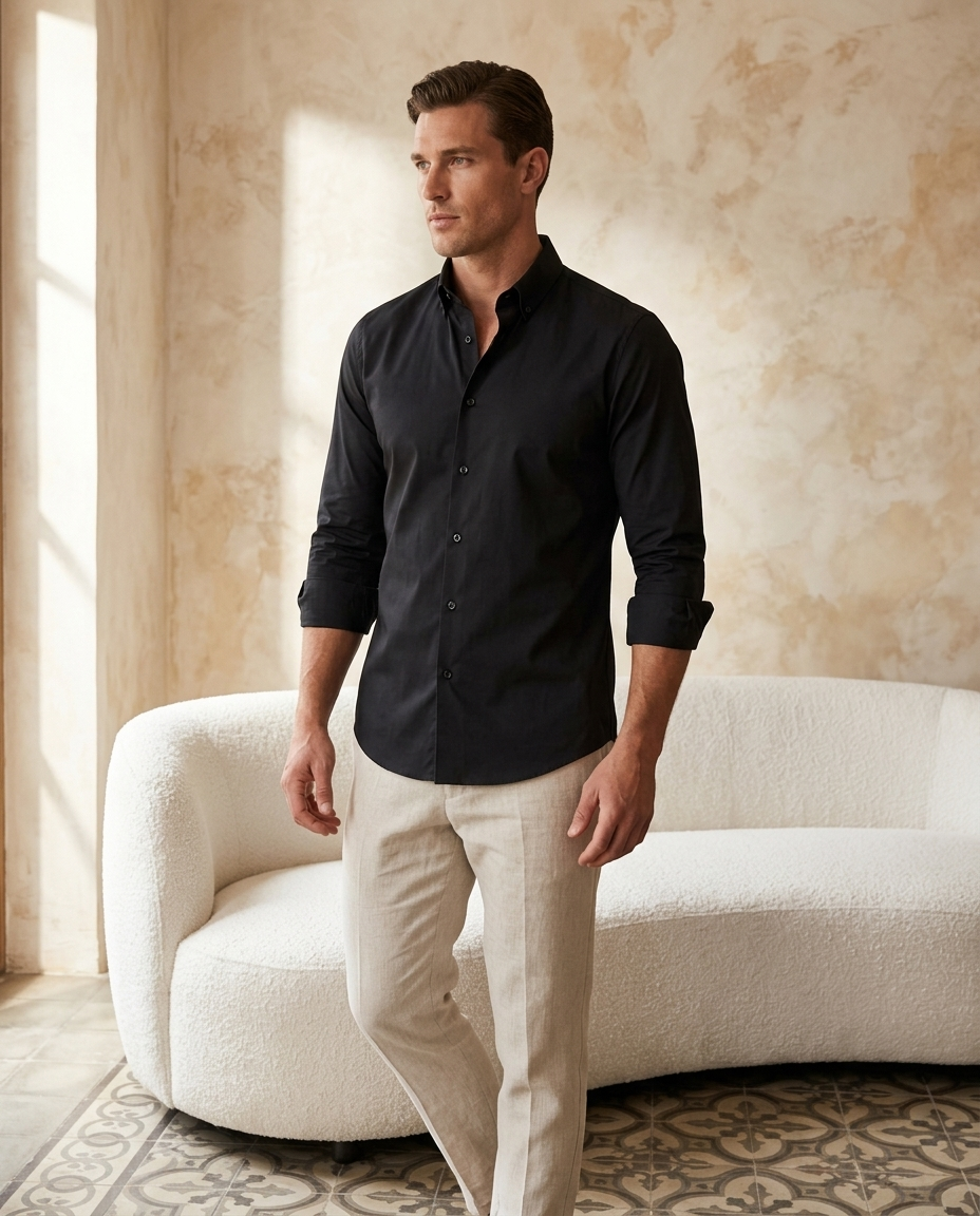 Classic Black Shirt - editorial model