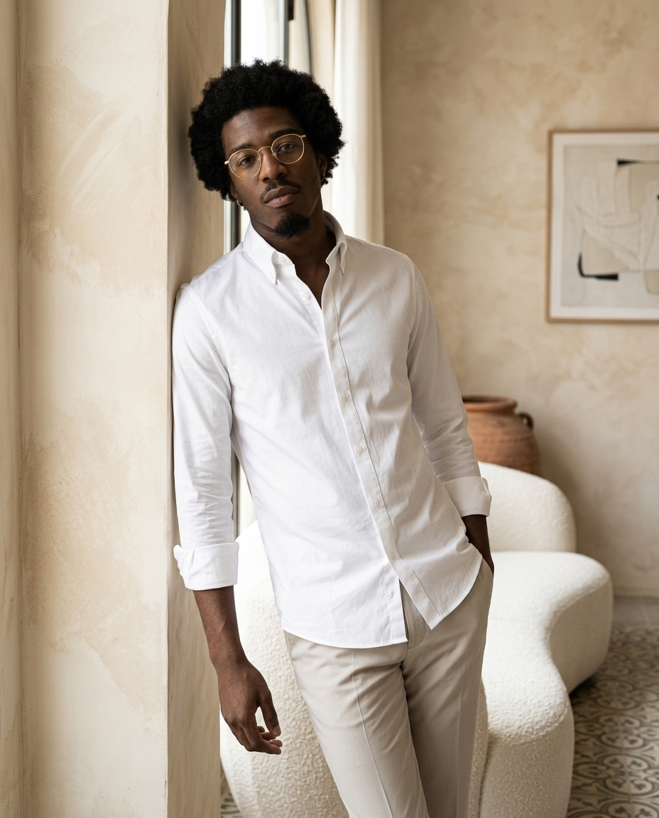 Classic White Shirt - editorial model