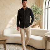 Mandarin Shirt Black - editorial model