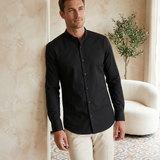 Mandarin Shirt Black - editorial model