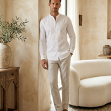Mandarin Shirt White - editorial model