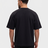 Oversized Cotton T-Shirt Black — achterkant, boxy silhouet 280 GSM katoen