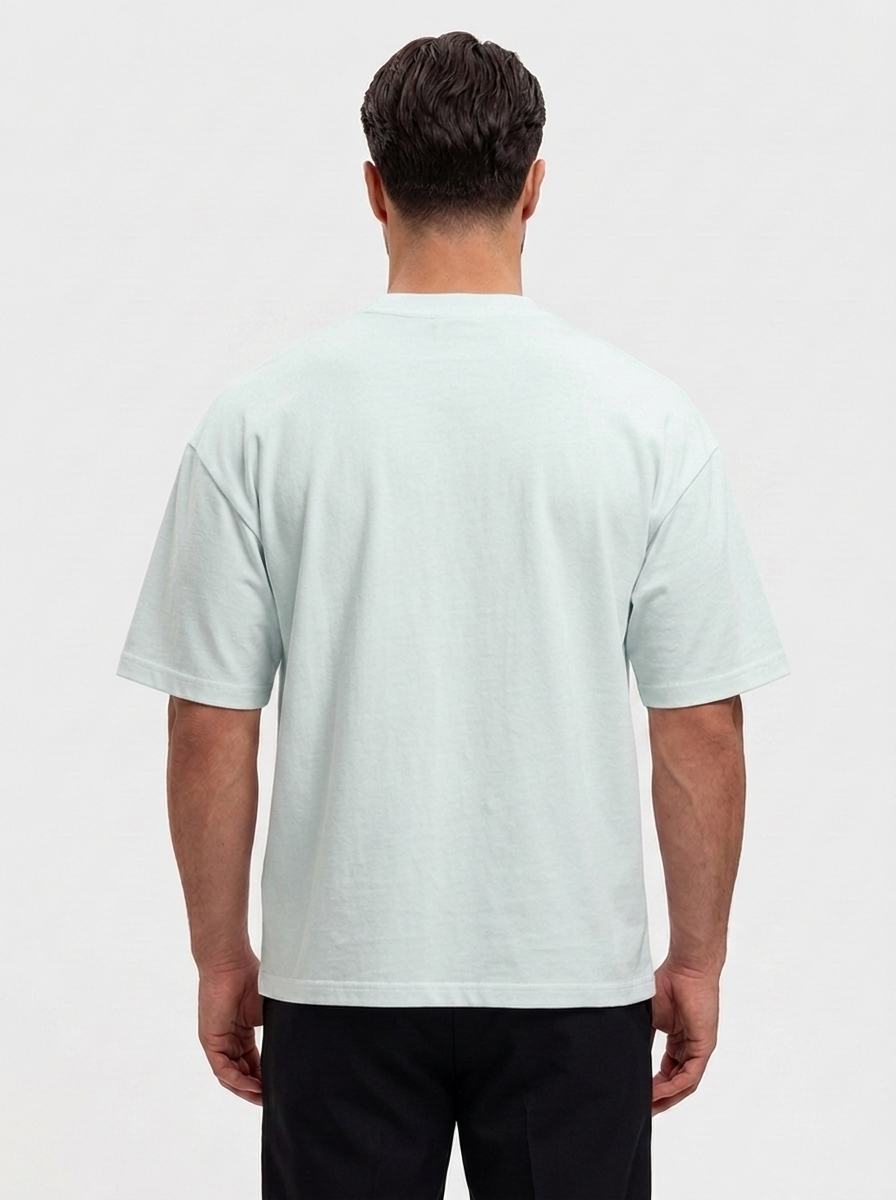Oversized Cotton T-Shirt Mint — achterkant, boxy silhouet 280 GSM katoen