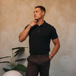Pique Core Polo Black — lifestyle