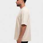 Oversized Cotton T-Shirt Beige - zijkant