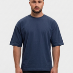 Oversized Cotton T-Shirt Navy - voorkant