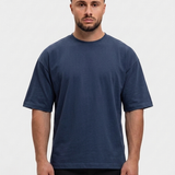 Oversized Cotton T-Shirt Navy - voorkant