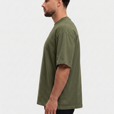 Oversized Cotton T-Shirt Army Green - zijkant