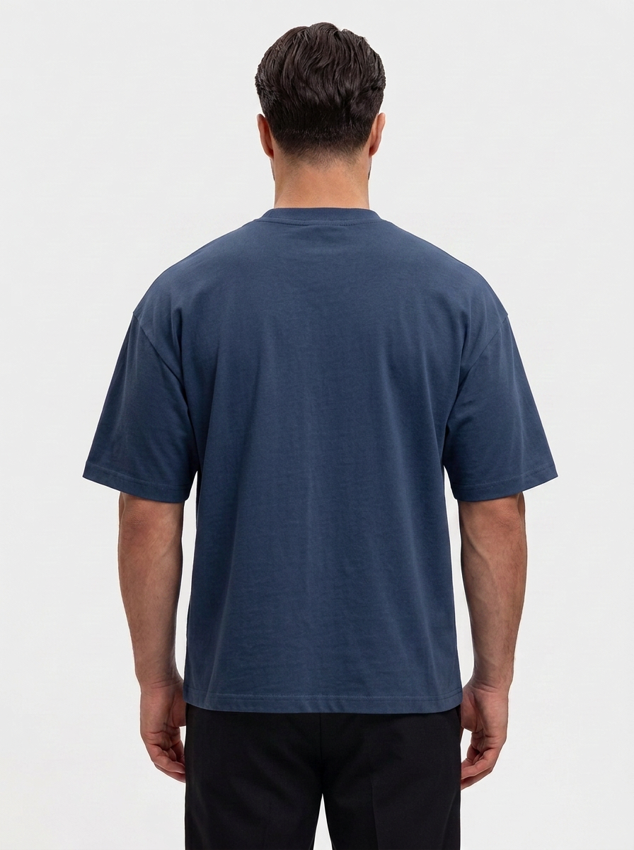 Oversized Cotton T-Shirt Navy - achterkant