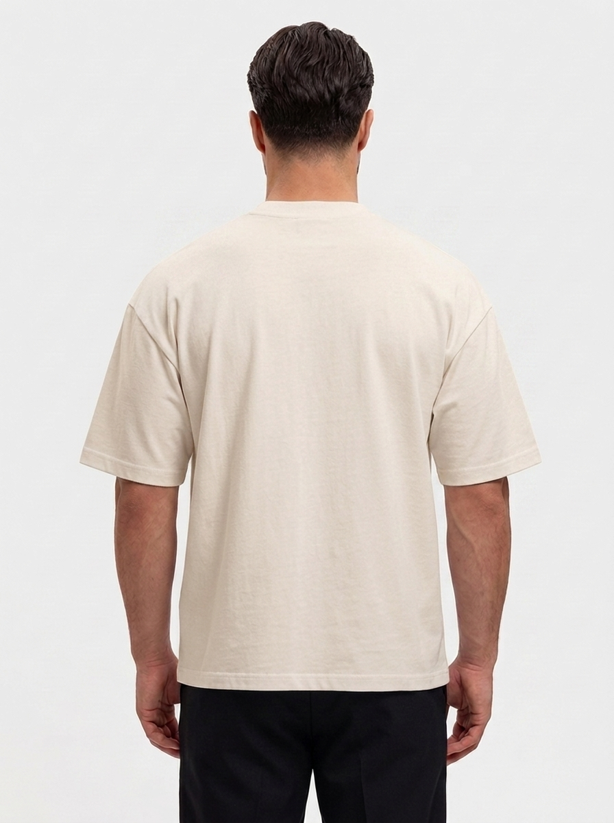 Oversized Cotton T-Shirt Beige - achterkant