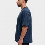 Oversized Cotton T-Shirt Navy - zijkant