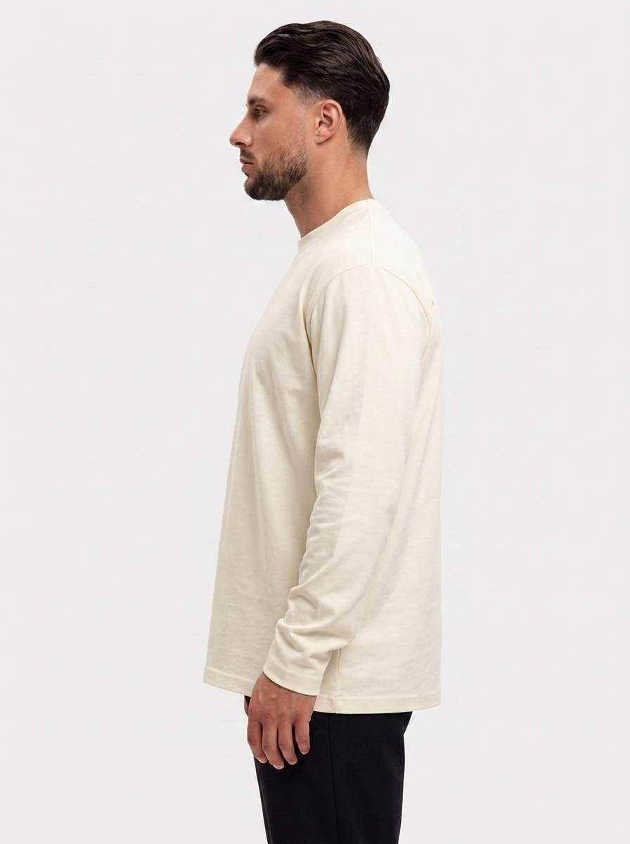 Essential Longsleeve Creme - zijkant