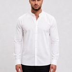 Mandarin Shirt White - voorkant studio