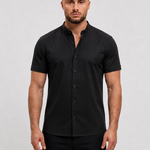 Mandarin Shirt Black - voorkant studio