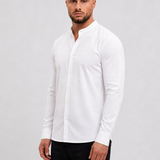 Mandarin Shirt White - zijkant studio