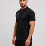 Mandarin Shirt Black - zijkant studio