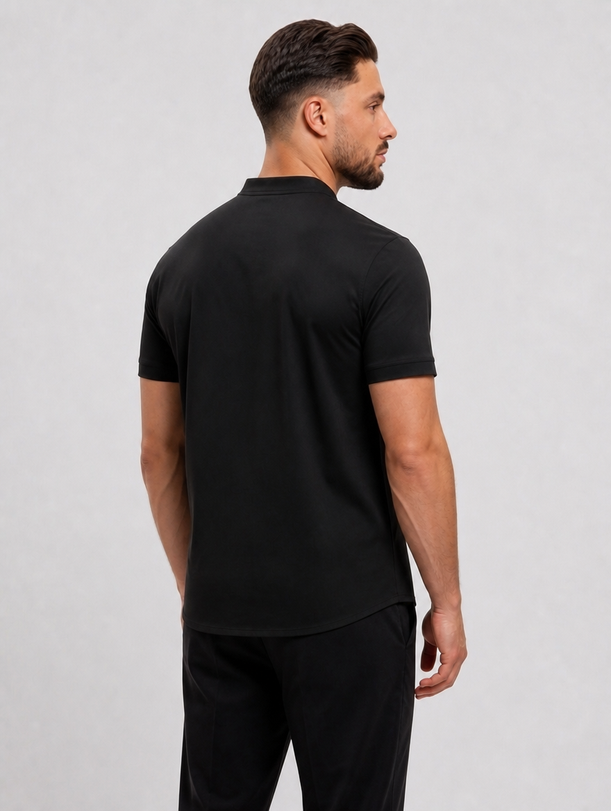 Mandarin Shirt Black - achterkant studio