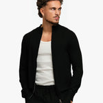KNITTED ZIPPER VEST BLACK