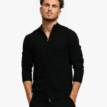 KNITTED ZIPPER VEST BLACK