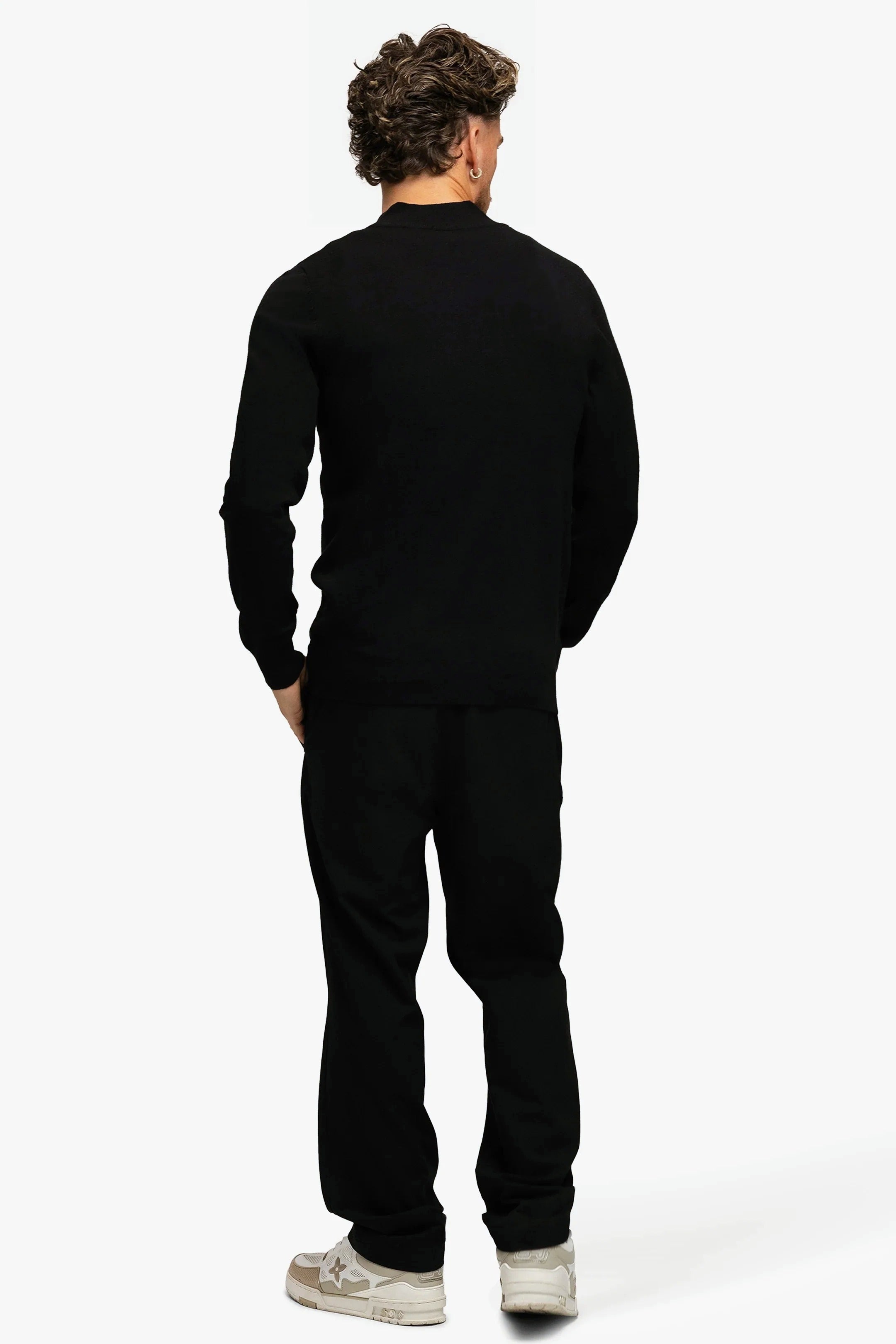 KNITTED ZIPPER VEST BLACK