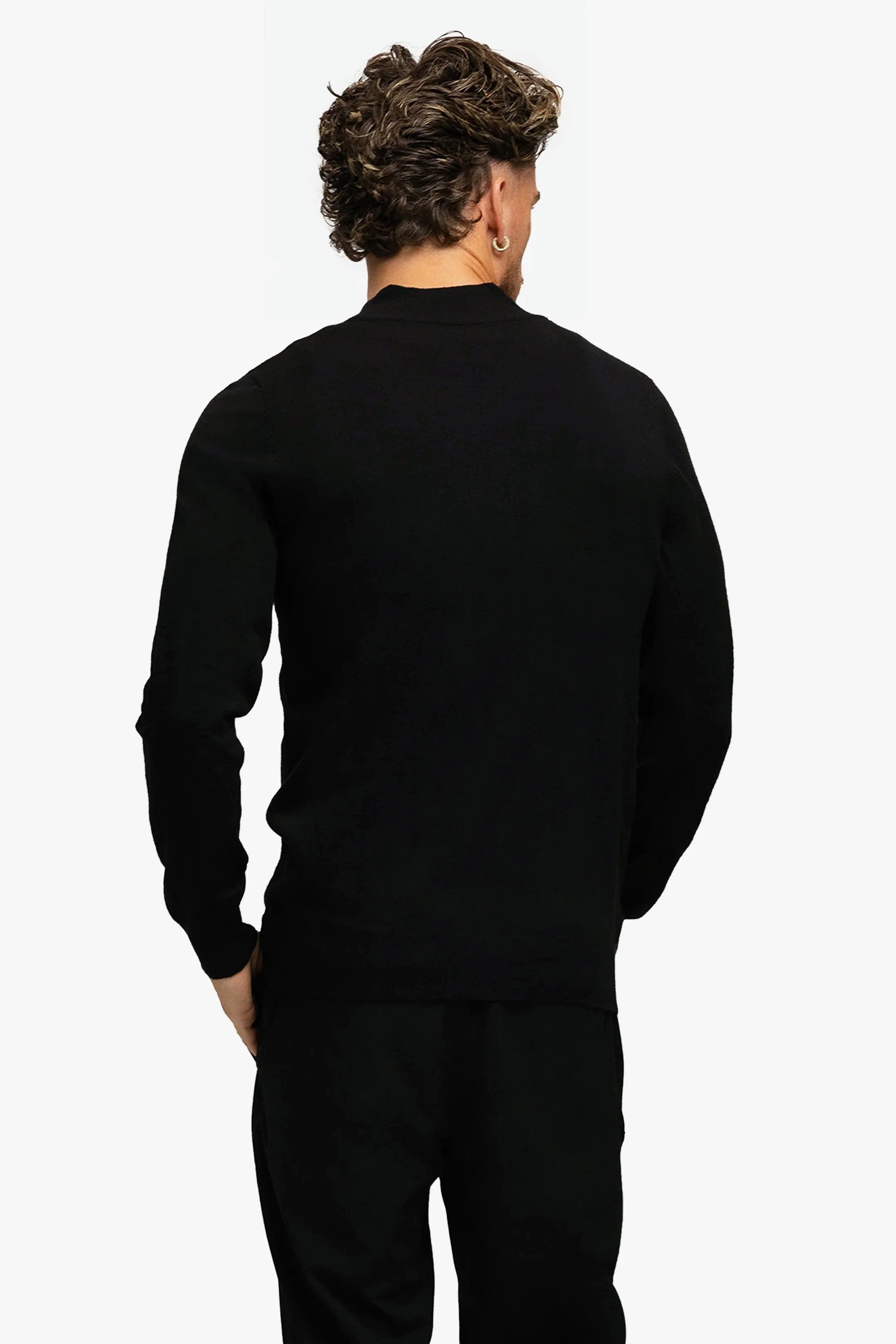 KNITTED ZIPPER VEST BLACK