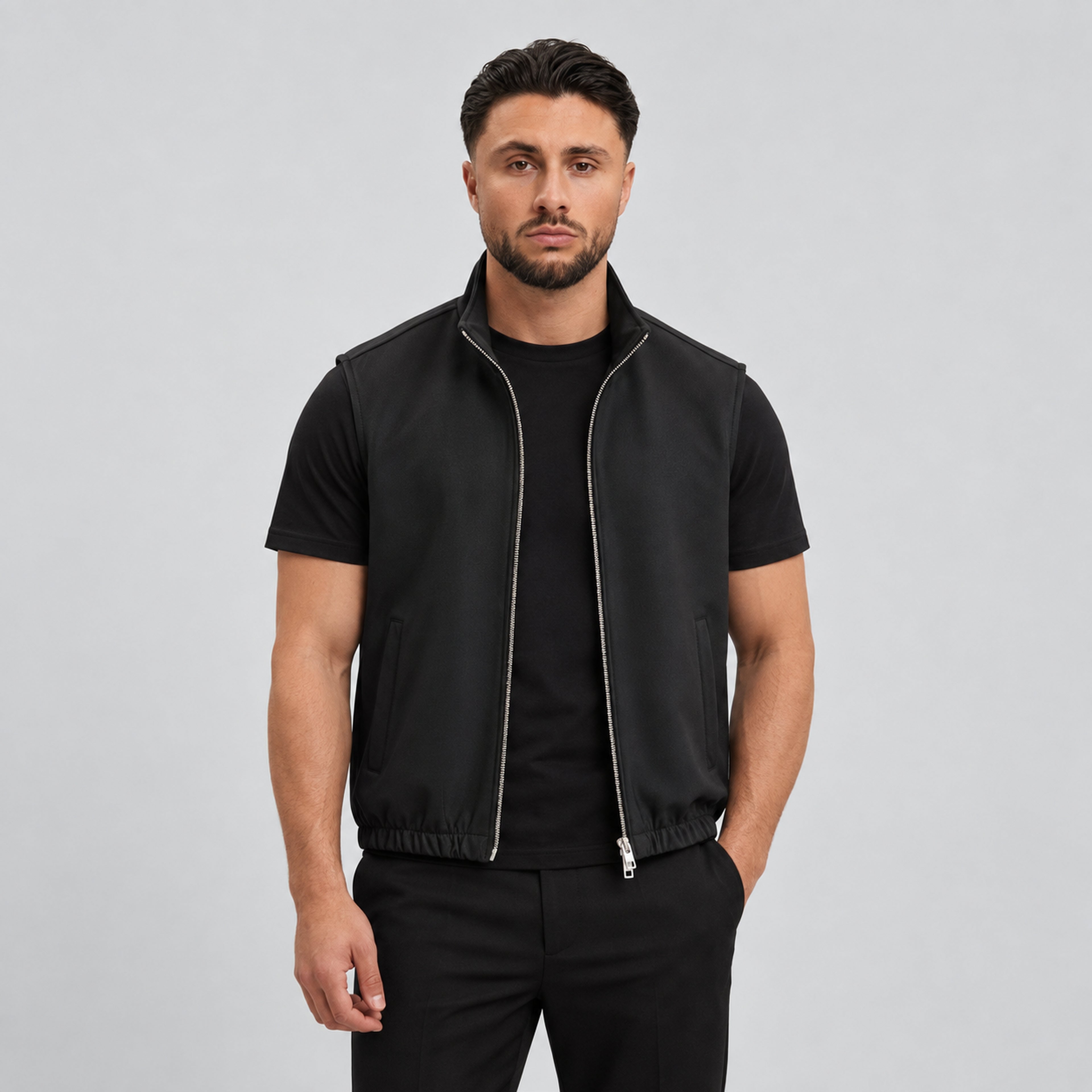 MONZA bodywarmer zwart – voorkant op model