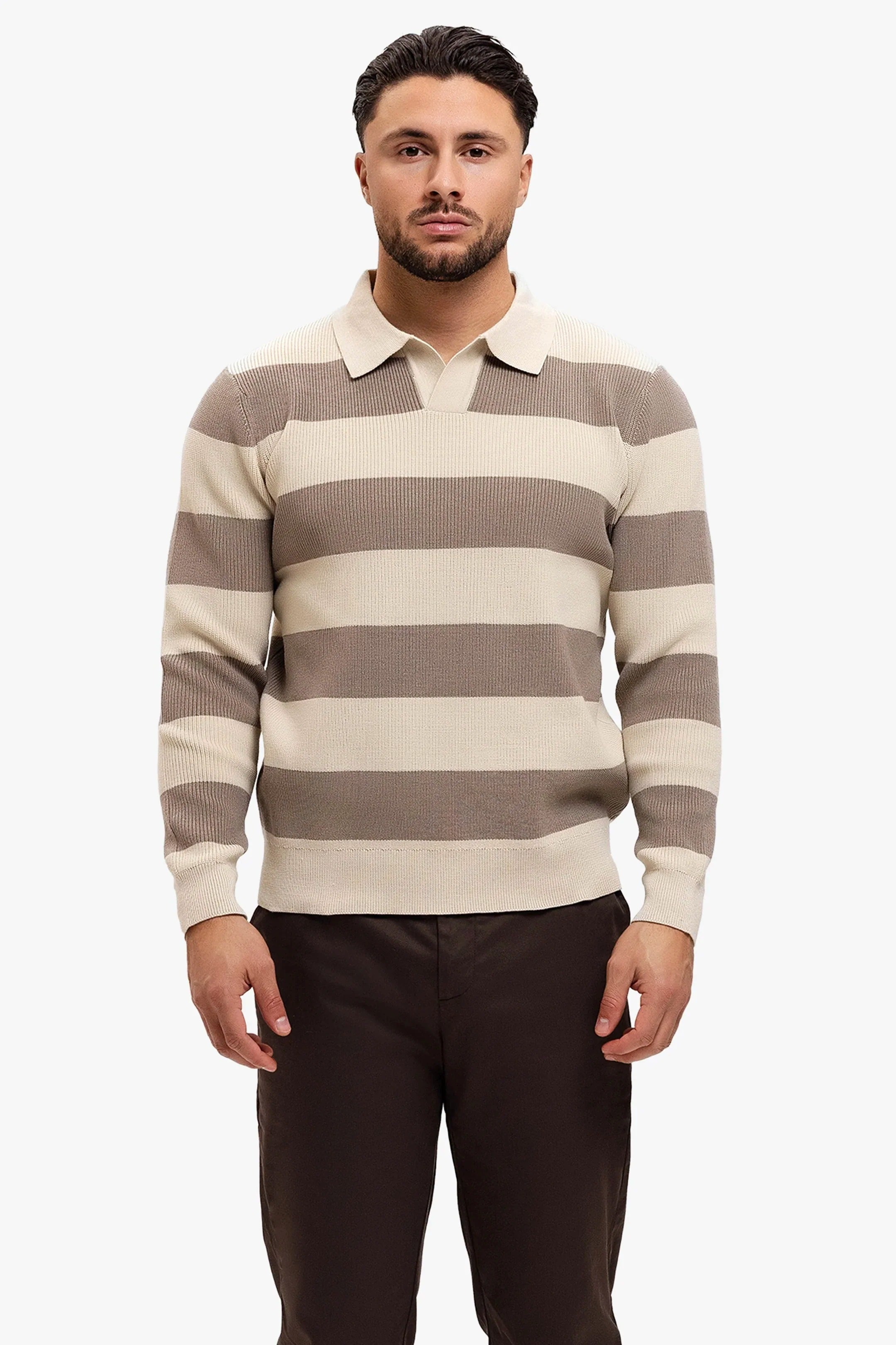 Cortez Knitted Polo Brown Creme