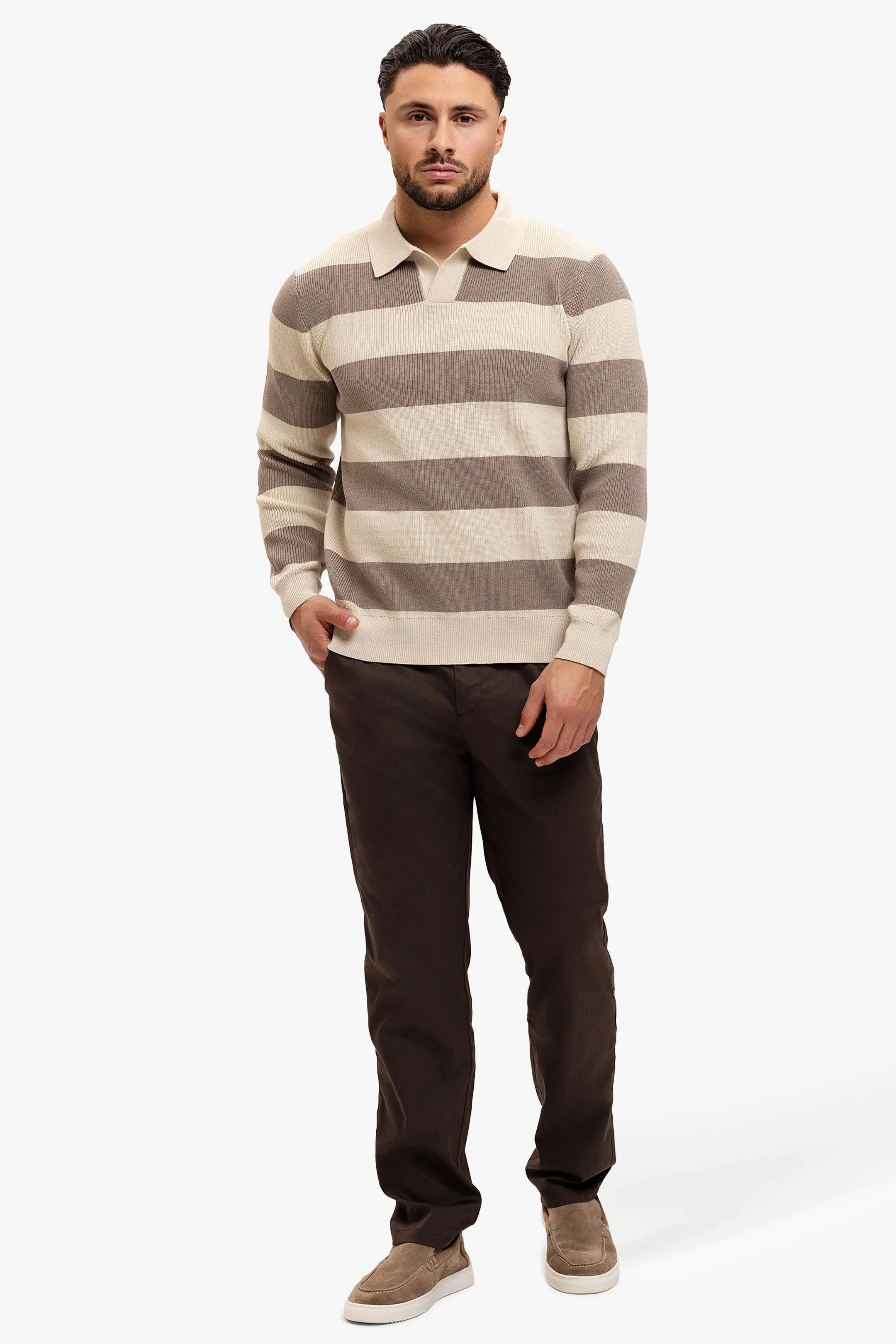 Cortez Knitted Polo Brown Creme