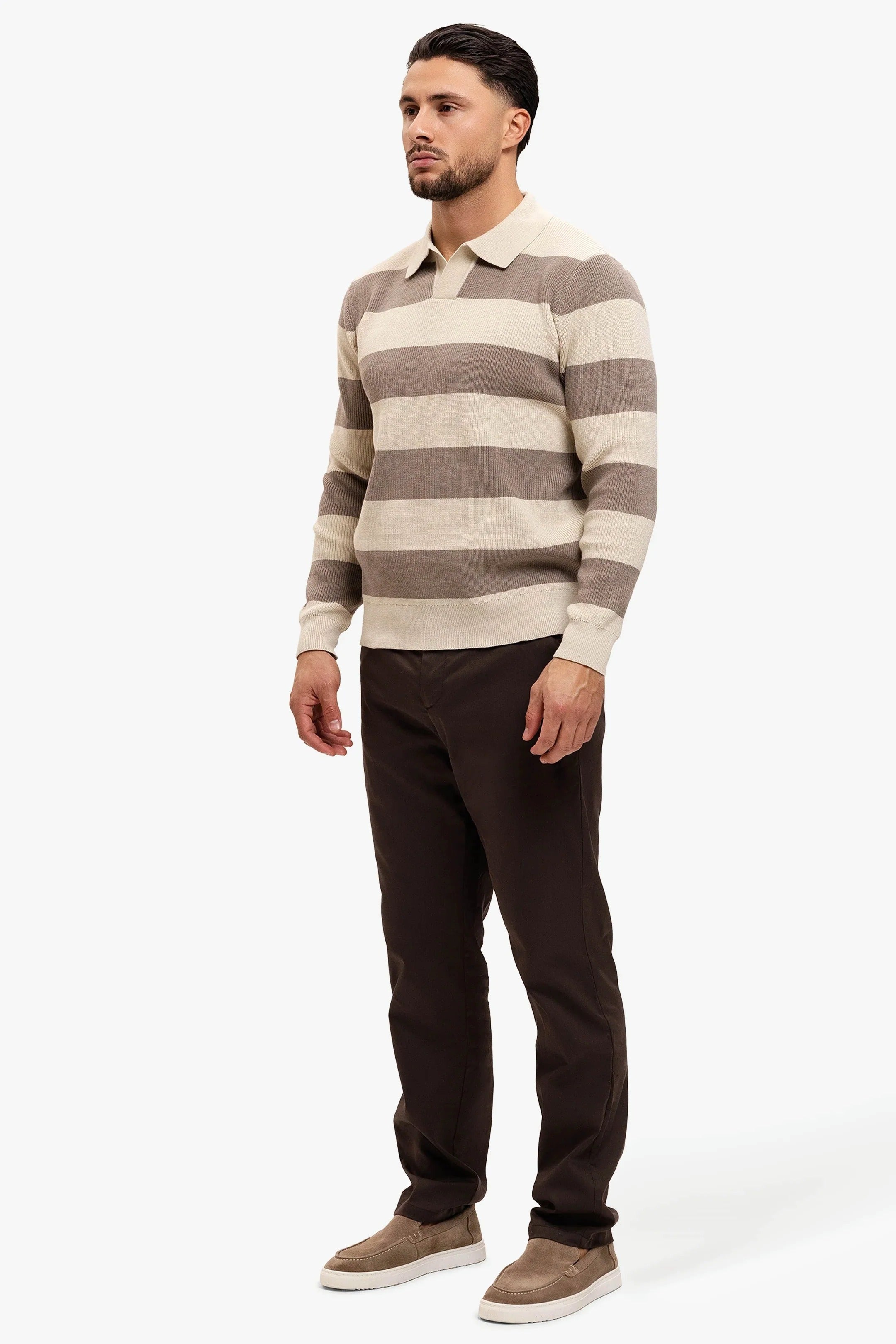 Cortez Knitted Polo Brown Creme