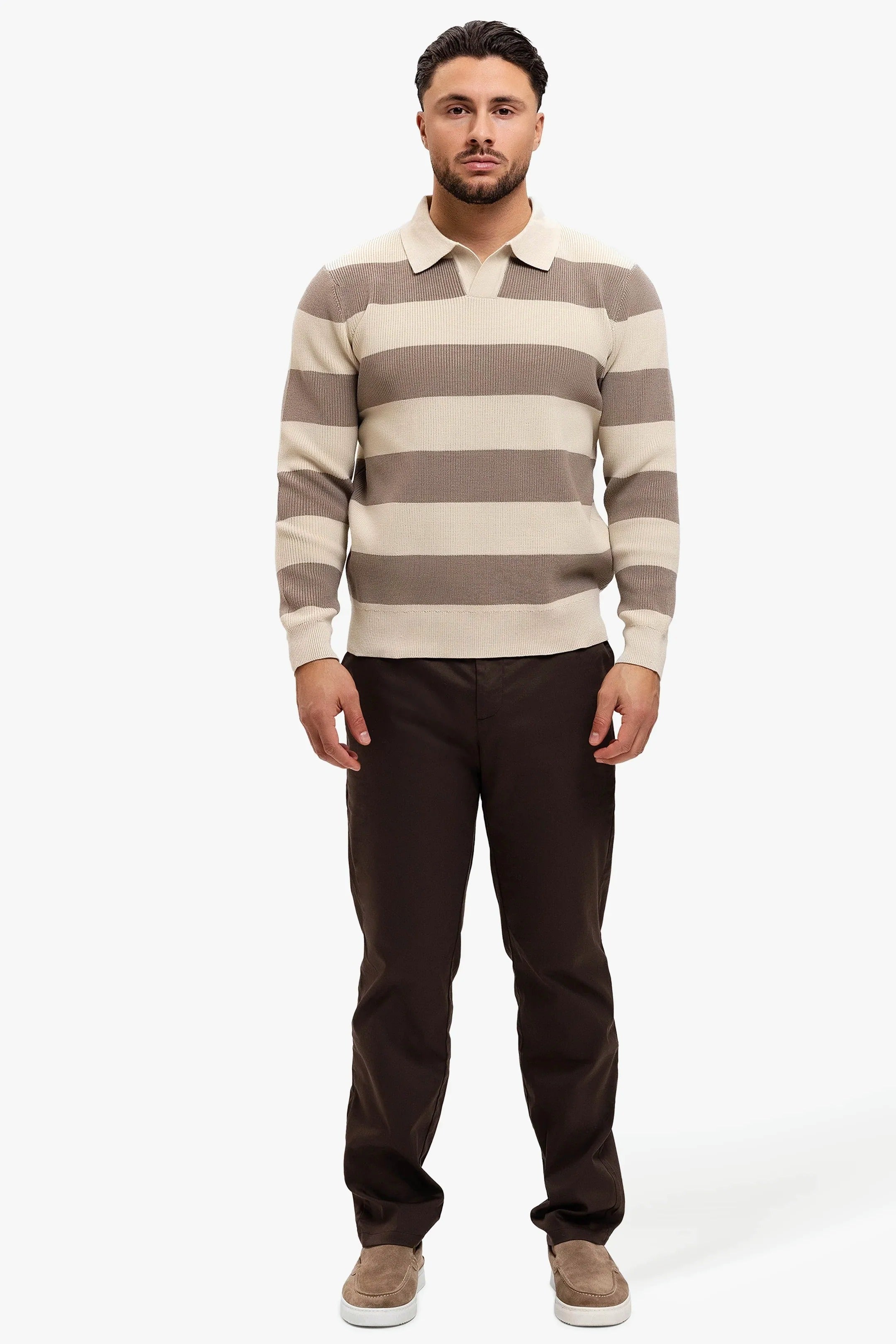 Cortez Knitted Polo Brown Creme
